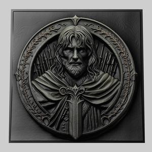 Lord of Rings Boromir 3d printer relief medallion stone tablet obj stl