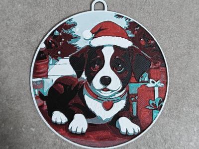 Santa Puppy Christmas ornament