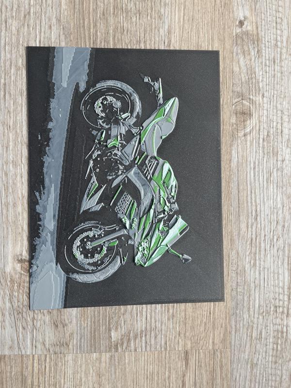 Kawasaki Ninja motorcycle HueForge / Filamentpainting