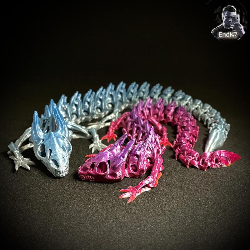 Skeleton Dragon - Articulated - Print in Place - No Supports - Flexi - Multicolor