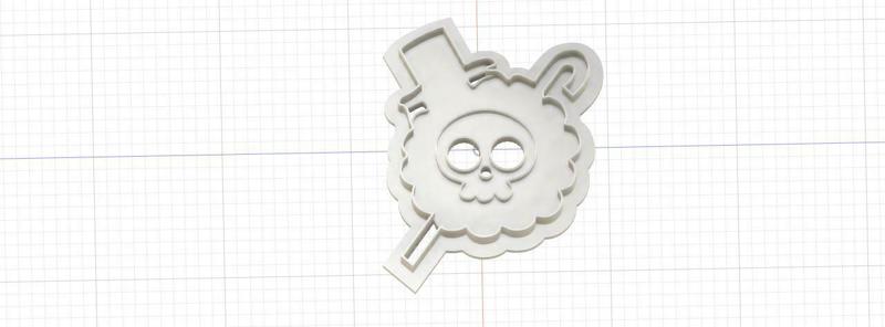 3D Model of One Piece Brook Jolly Roger Pirate Flag Cookie Cutter