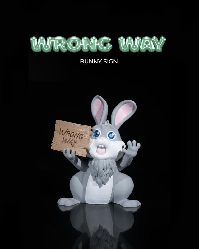 Wrong Way Bunny Sign