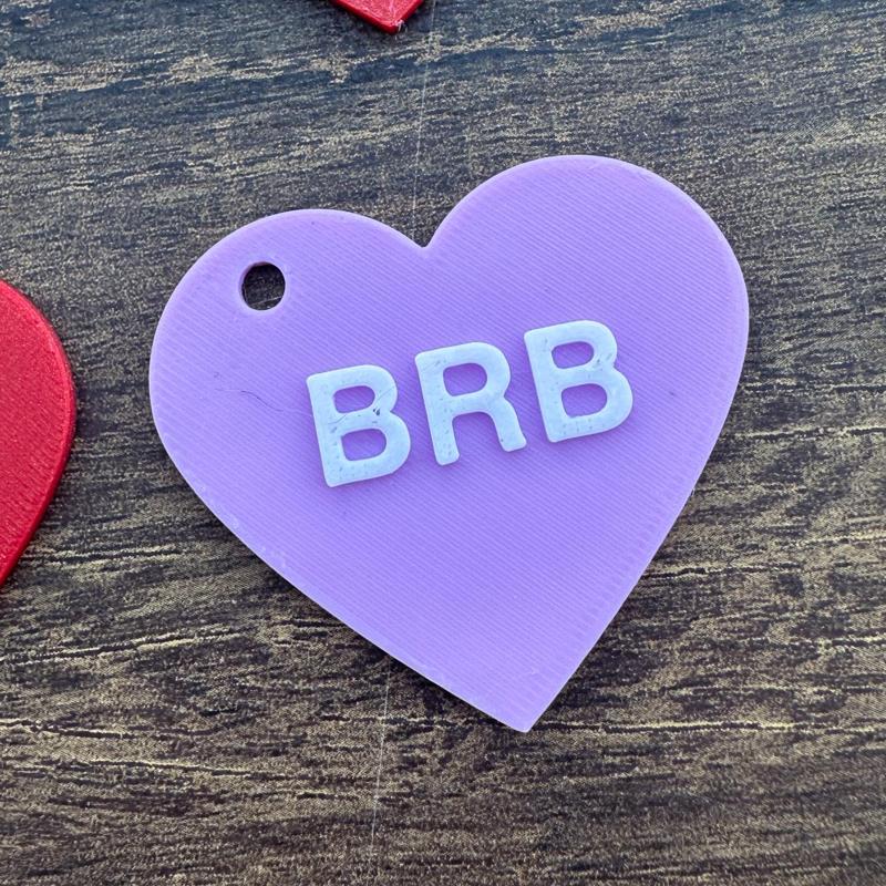 BRB Conversation Heart Keychain