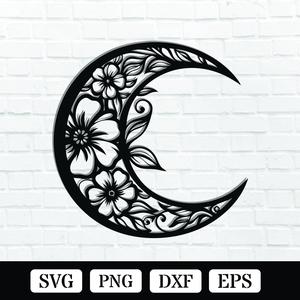 Floral Moon Metal Wall Art Laser Cut Files