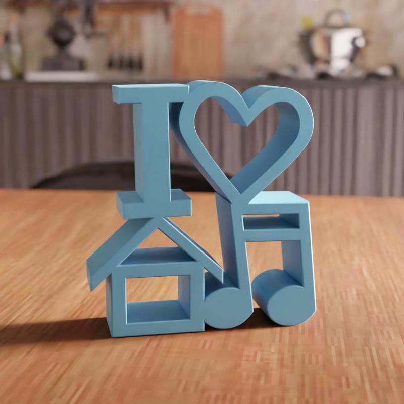 3D I Heart House Music STL File - 236