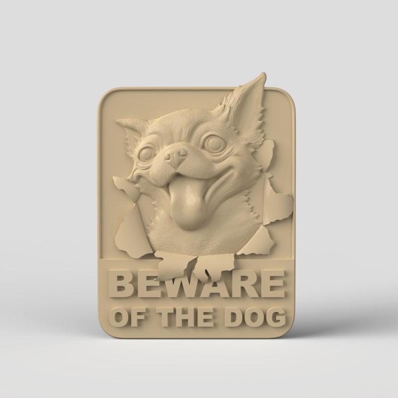 3D Model STL CNC file Beware of Dog Panel