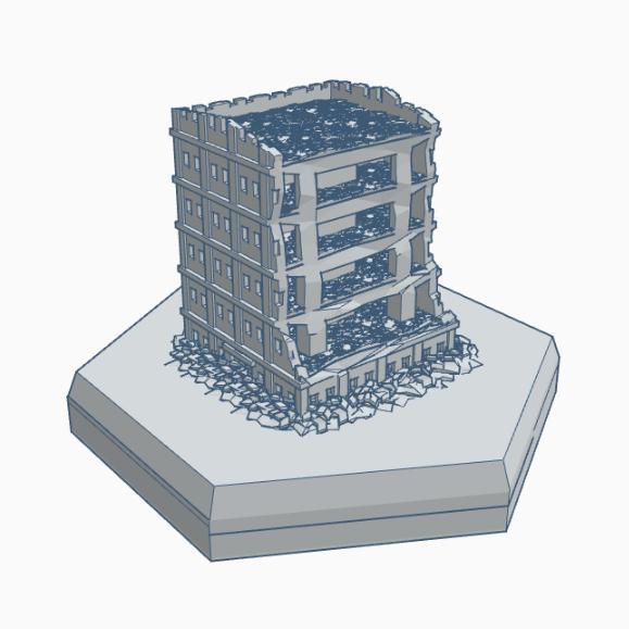 Modern Ruined Building 2 Hex Map Scale HMSMR002