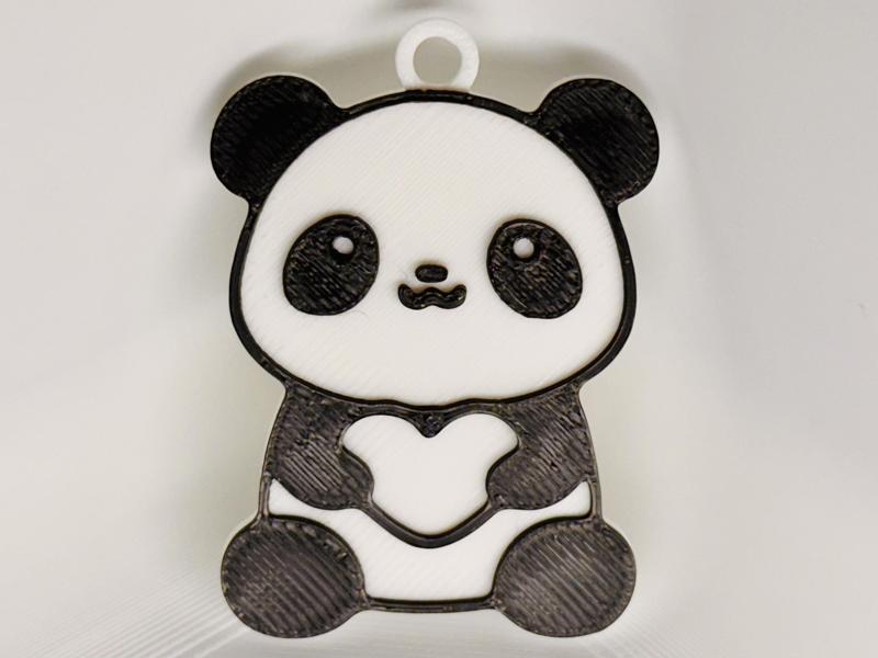 Panda Holding a Heart Keychain