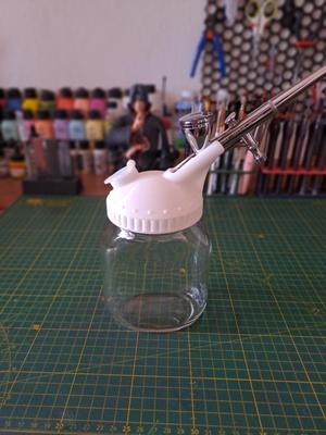Airbrush cleaning pot from 630g Nuttela jar