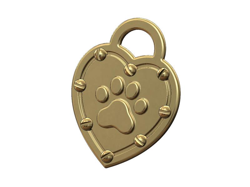 Pawprint screw heart pendant charm 3D print model