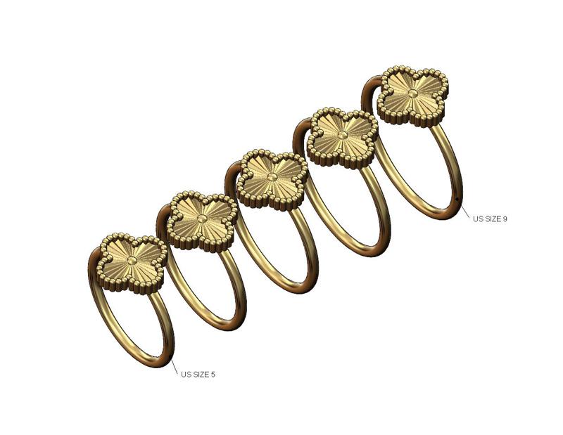 Faceted clover leaf band US sizes 5 to 9 3D print model