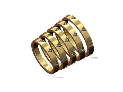 Diamond traingale fashion band US sizes 5to9 3D print model
