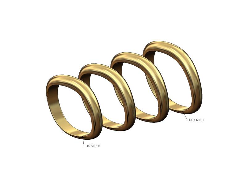Organic curve dome stacker band US sizes 6to9 3D print model