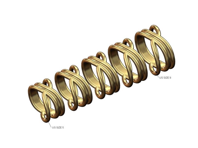 Curved wire fashion band US sizes 5to9 3D print model