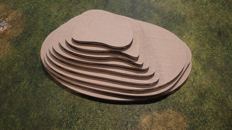 Lasercut cardboard hill for miniatures terrain