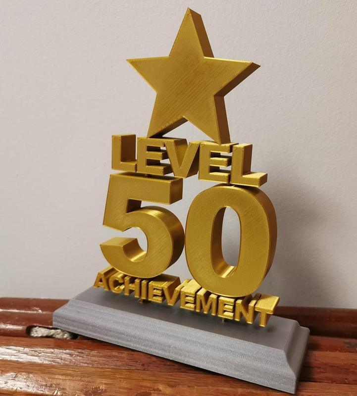 Level 50 achievement trophy