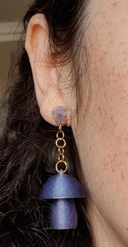 Mushroom pendant and insert for no piercing earring hook