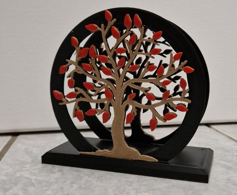Tree Napkin Holder Rounded with colored Leaves