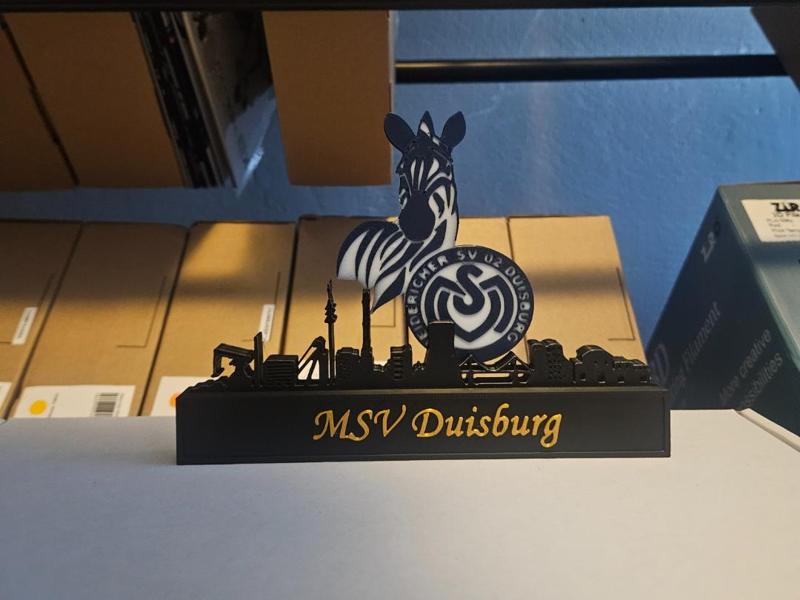 MSV Duisburg with skyline of Duisburg
