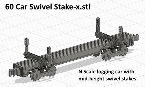 N Scale Logging Car with mid-height swivel bunks...