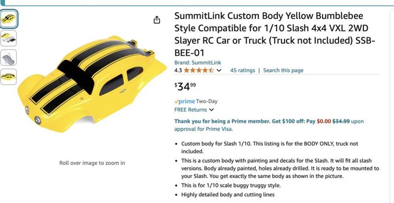 Body Mount for R/C Baja bug