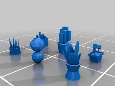 6 Low Poly Potted Plants