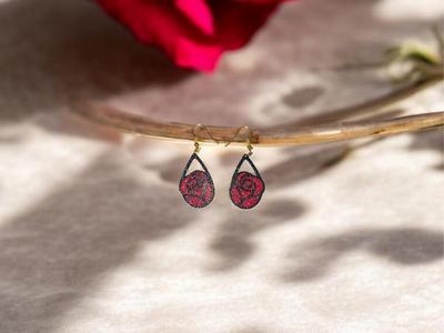 Rose in a drop earrings