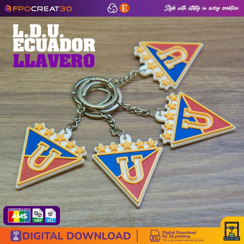 Key ring Liga Deportiva Universitaria, king of cups LDU, 3D FILE ARCHIVES STL, 3MF files with colors