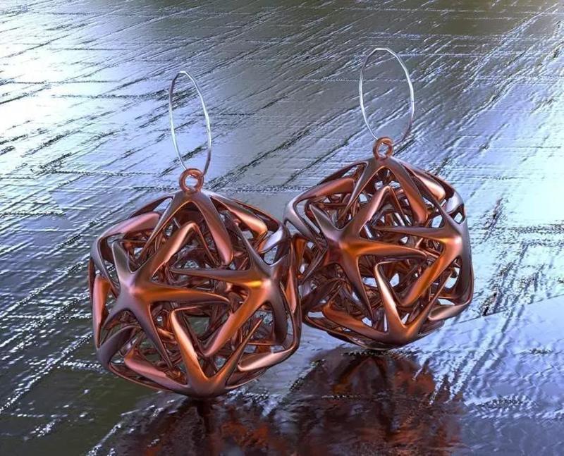 EARRING ICOSAHEDRON LINKED STAR