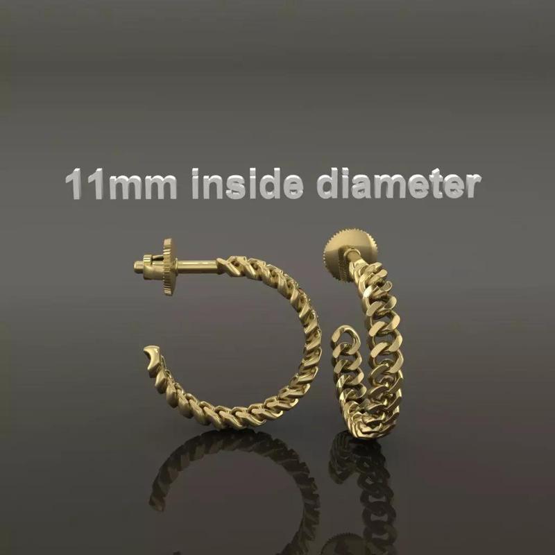 Earring Hoop Hermes Style Link Open Back 11mm Inside Diameter