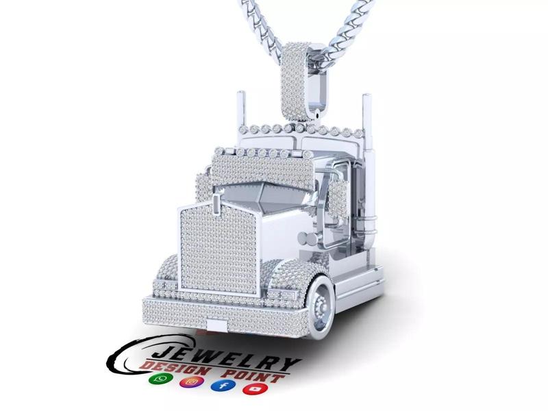 Custom Semi Truck Diamond Pendant - Rig Truck Vehicle Diamond