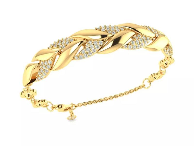 GOLD LEAF BRACELETS WITH DIAMONDS FOR WOMEN