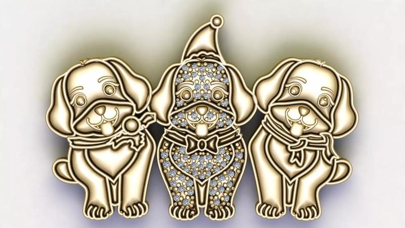 Cute Dogs Pendant 3d Printable Model