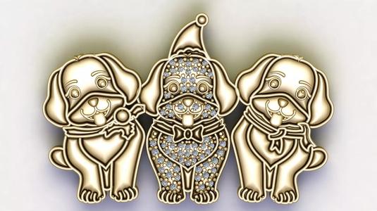 Cute Dogs Pendant 3d Printable Model