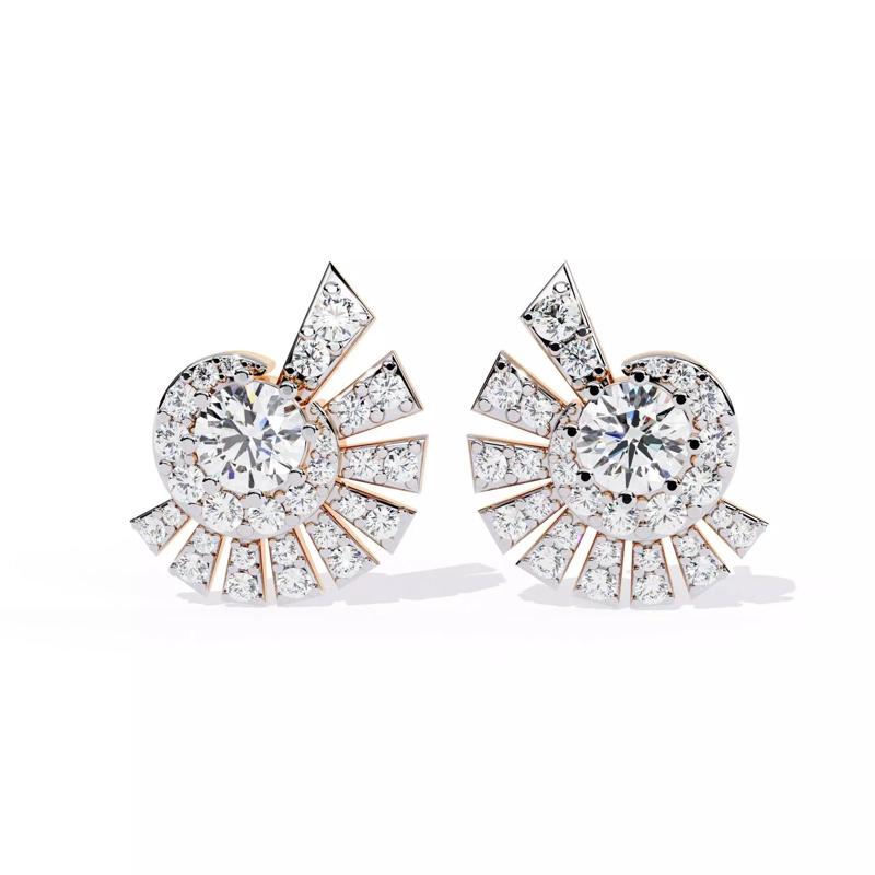 Diamond Studs Earrings 360 animation renders 3dm stl details