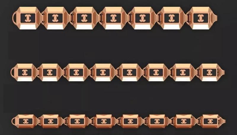 3 Size Gold Bracelet 3dm stl renders details