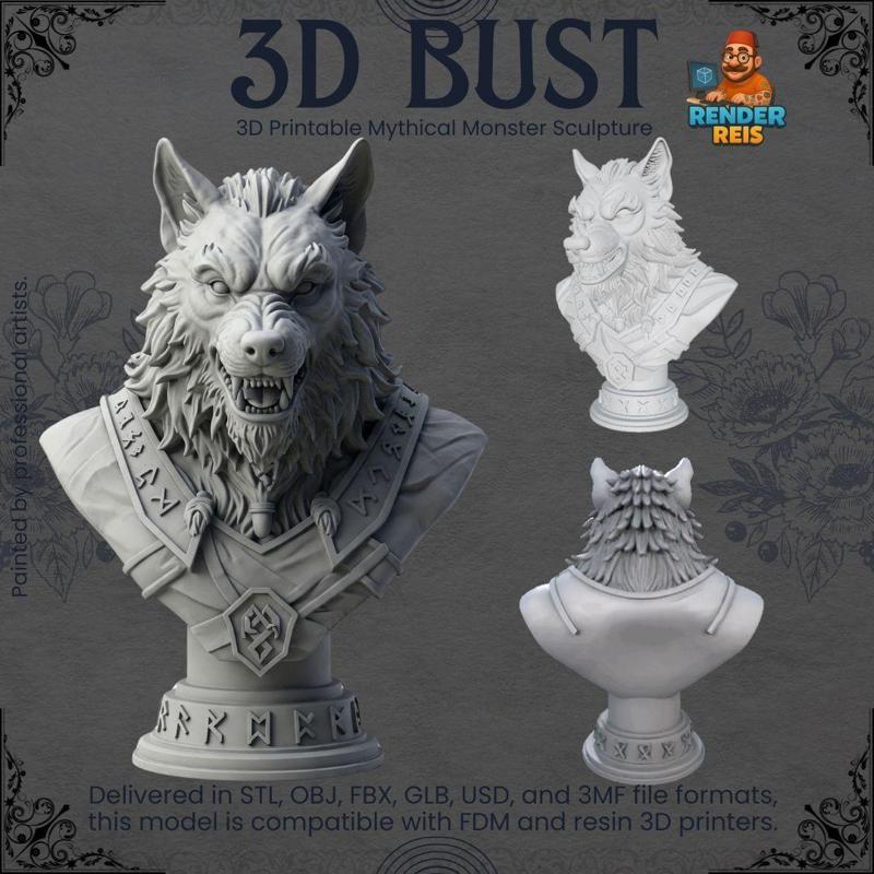 Werewolf Bust – 3D Printable Mythical Monster Sculpture