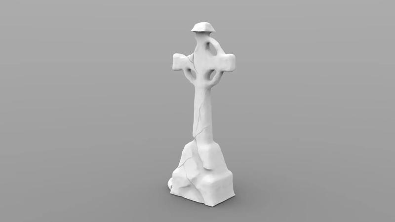 Weathered Cross Tombstone