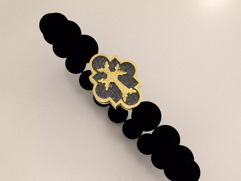 mens quartz bracelet with a cross
