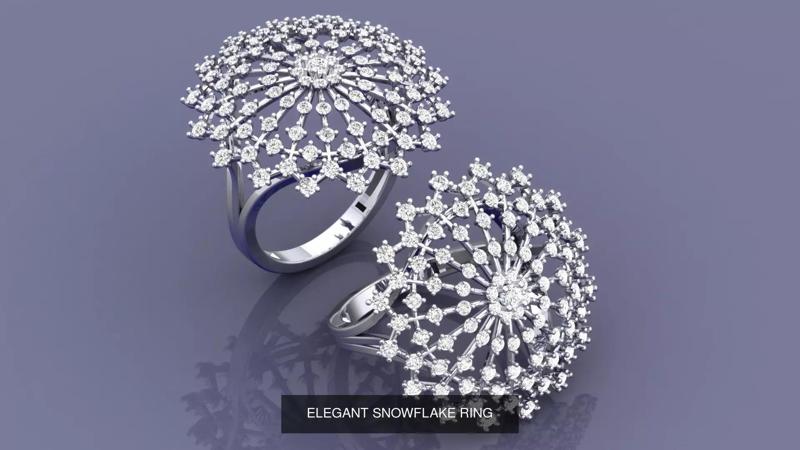 ELEGANT SNOWFLAKE DIAMOND JEWELRY SET 3D Model Collection