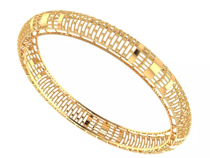 94 Urvi Grid Gold Bangle 62MM-11gm