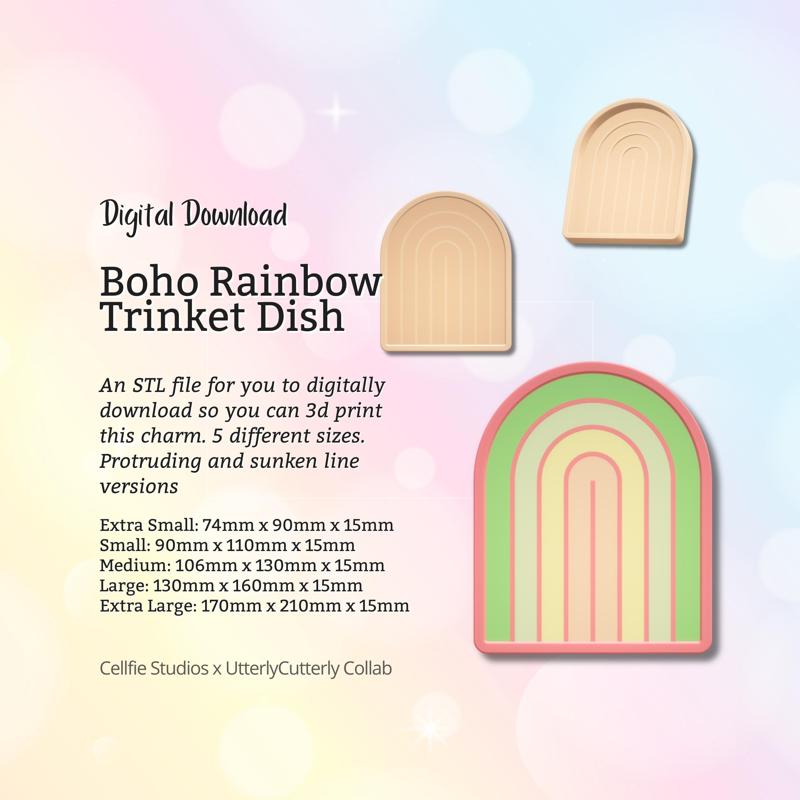 Boho Rainbow Trinket Dish STL File - Digital Download -5 Sizes- Homeware, Boho Modern Design