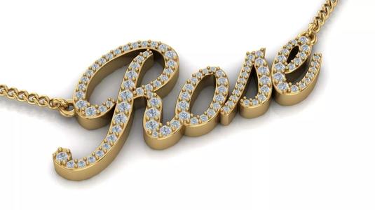 Custom Diamond Name Pendant ROSE