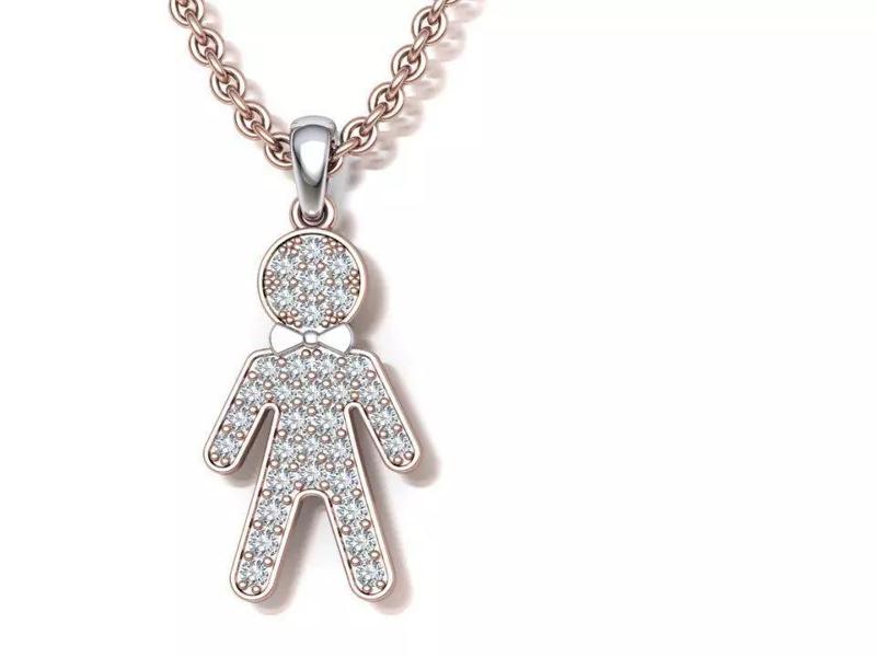 Boy Pendant with Diamonds Printable 3d model
