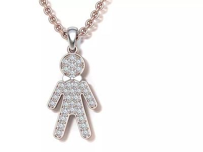 Boy Pendant with Diamonds Printable 3d model