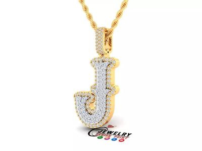 Custom Initial J Letter Diamond  A to Z Alphabet  Necklace