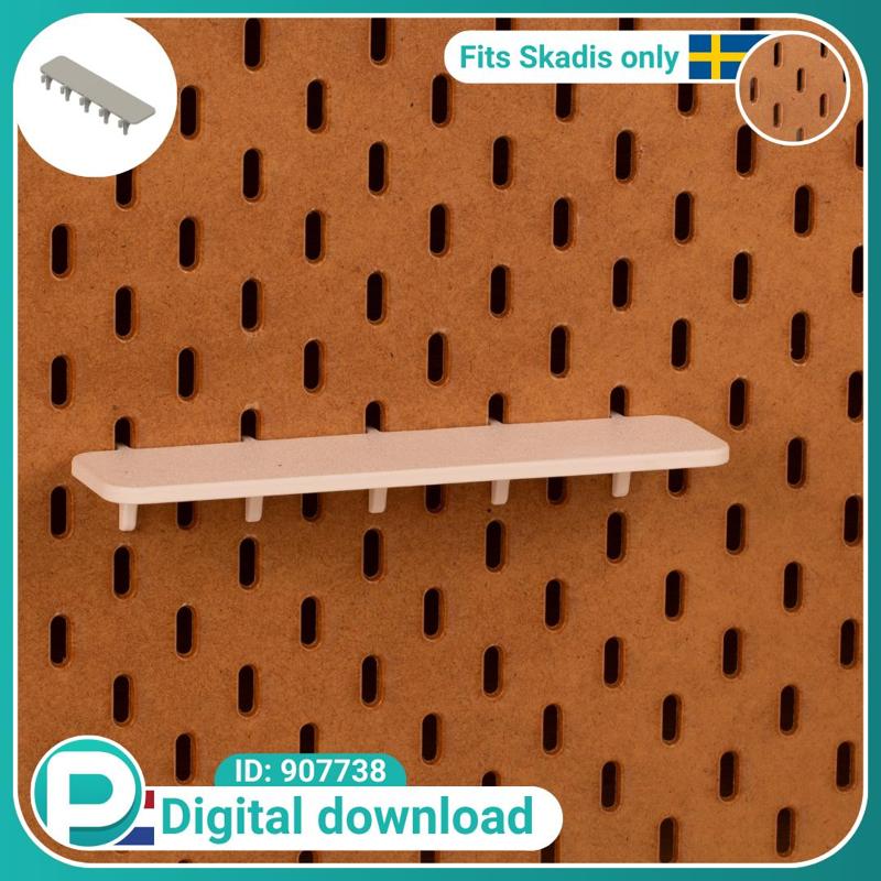 Display tray 20x5cm - fits IKEA Skadis pegboard - Digital download