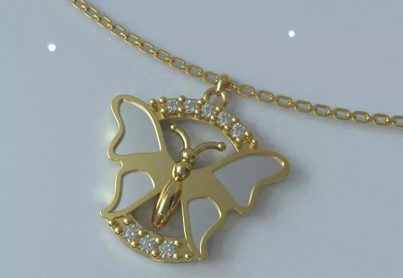 Model 3D Liontin Kupu-Kupu Elegan Desain Perhiasan Siap Cetak