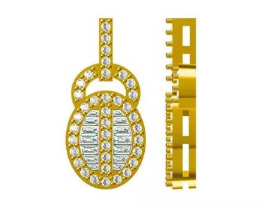 JCD Format Gold diamond pendant oval  shape pendant