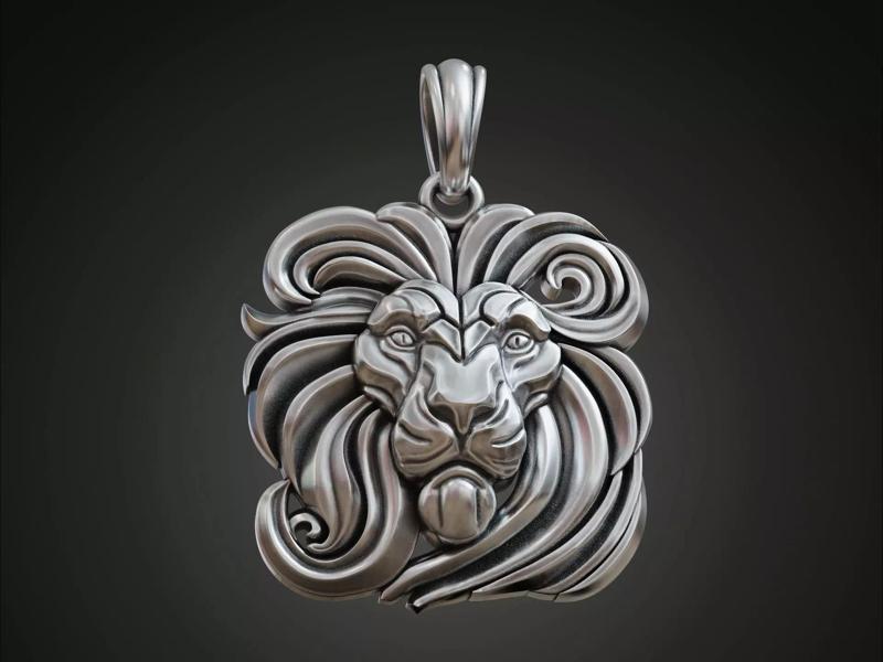 Lion Face Pendant Bas Relief